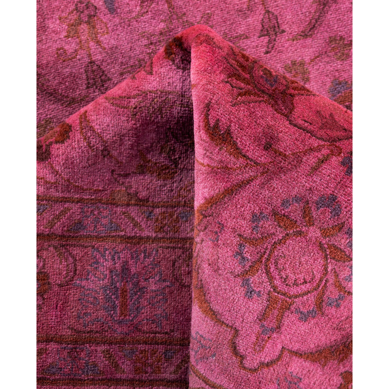Overdyed Hand-Knotted Wool Modern-Contemporary Pink Area Rug 3' 3" x 5' 3"