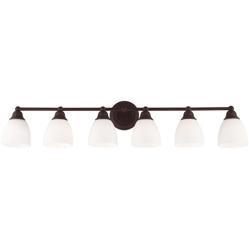 Somerville Bronze 6-Light Vanity with Satin Opal White Glass