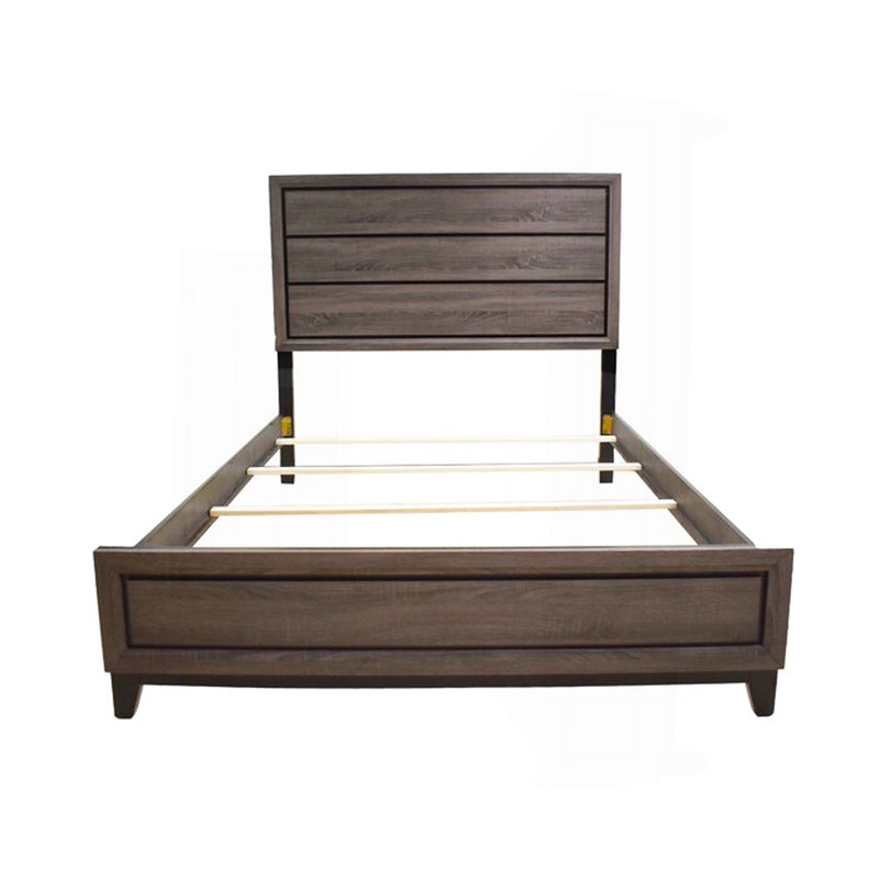 Grand lit contemporain en bois gris