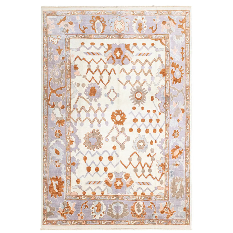 Tapis crème unique en laine 8 pi 10 po x 12 pi 10 po Oushak