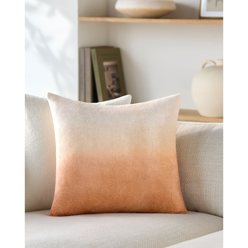 Coussin décoratif Theodosia, Polyester, Orange/crème, H 22 po x l 22 po