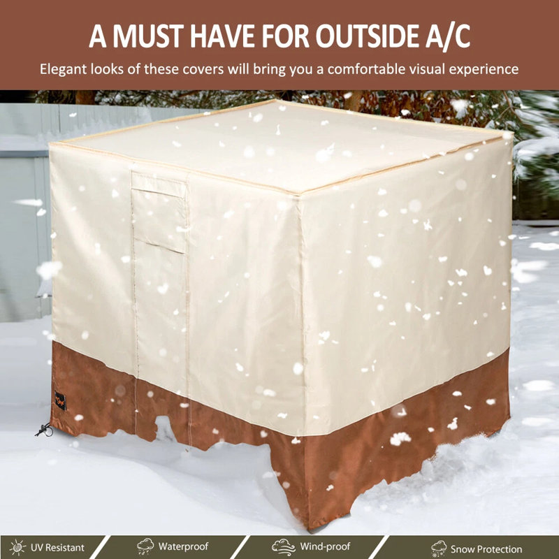 34” Waterproof Air Conditioner Cover, Square Air Conditioner Covers For Outside Units Central AC Winter, 210D Oxford Cloth
