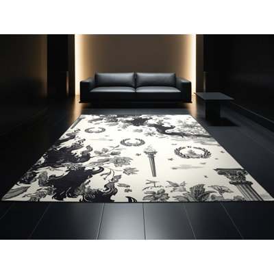 Tapis beige classique lavable à la machine à flamme flamme olympique Hubbard