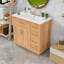 Meuble-lavabo de 36 pouces avec lavabo en céramique, structure en bois d'hévéa massif, 4 tiroirs et portes doubles à fermeture en douceur