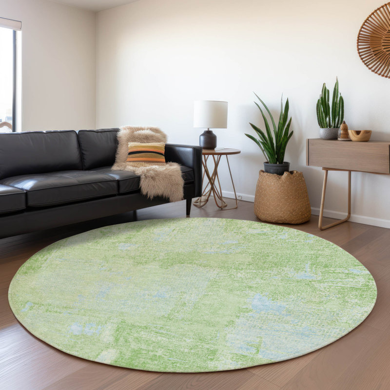 Premium Machine Washable Natoma AMF989 Abstract Rug, Round 8'