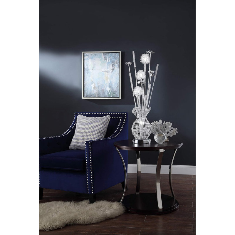 Chrome Finished Metal LED Table Lamp With Globe Shades, Bouquet Design