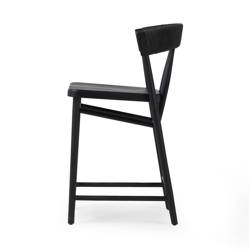 Buxton Solid Wood Bar Stool, Black, Counter Stool (26" Seat Height)