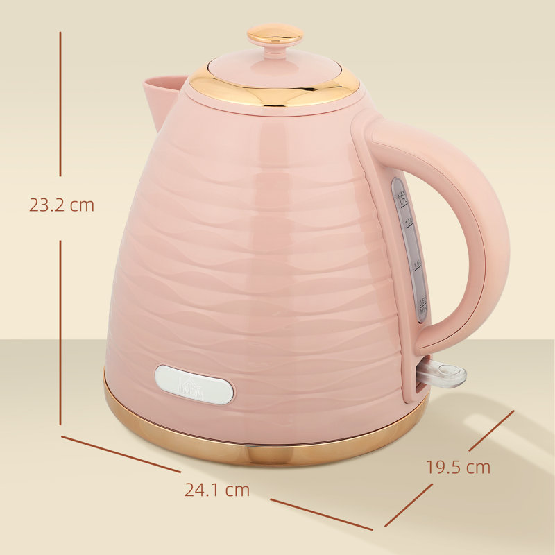 HOMCOM 1.7L Electric Tea Kettle, Pink