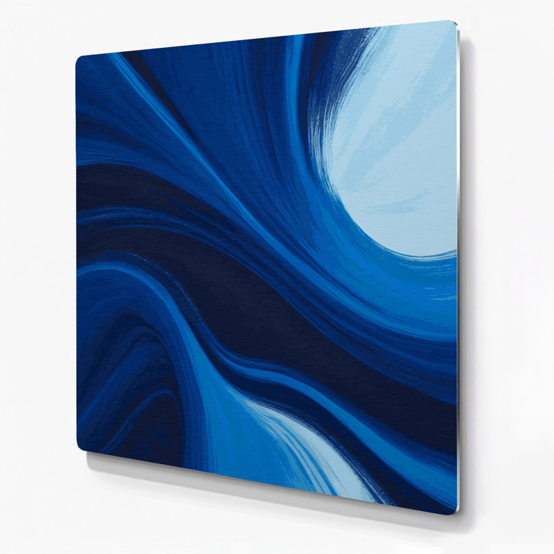 Art mural abstrait en métal bleu, H 12 po x l 12 po