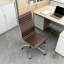 Fauteuil de bureau sans accoudoirs en cuir véritable, dossier mi-haut ou haut, structure en aluminium-1278862039-1278862040