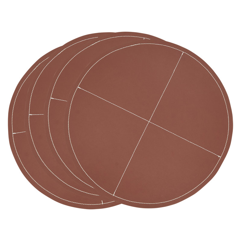 Calliope 100% Polyurethane No Pattern Round Placemat, Brown