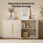 Buffet 60 po avec rangement moderne, crédence d'appoint en chêne beige, tablettes réglables et gestion des câbles, console média en bois pour le salon et la salle à manger