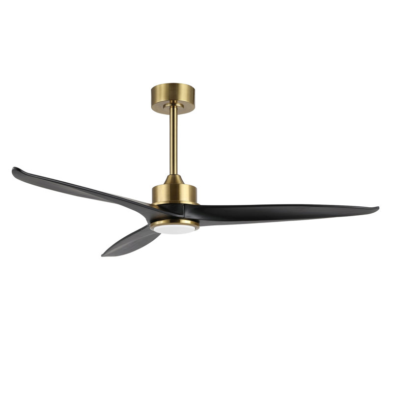 Antinisha 52'' 3-Blade Propeller LED Ceiling Fan with Light Kit and Remote Control, Gold with Black Blades