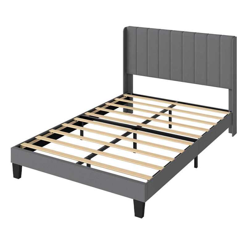 Upholstered Fabric Bed Frame, Kingsize (5'), Grey