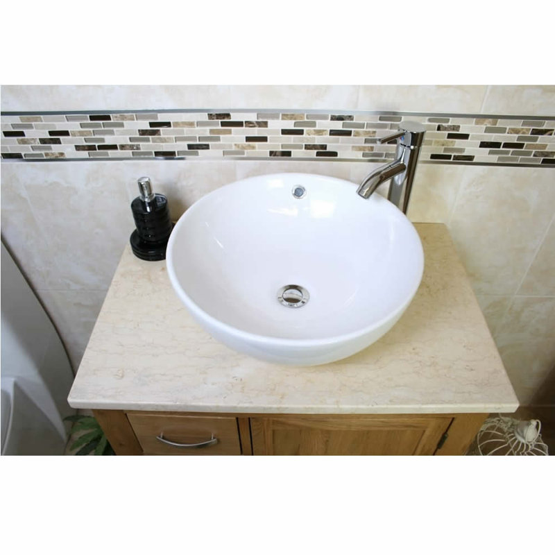 Degeorge 750mm Single Bathroom Vanity with Vessel Ceramic Basin, Cream