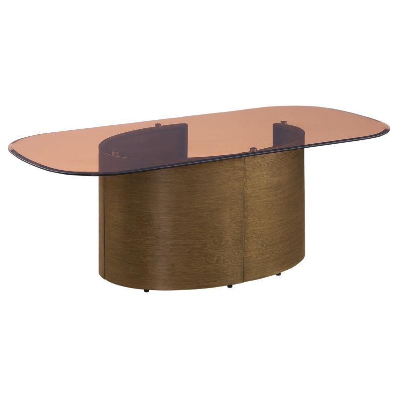 Rectangular Tawny Glass Coffee Table Brushed Bronze