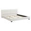 Très grande base de lit très grand, lit plateforme tapissier avec tête de lit capitonnée incurvée, coins carrés doux, beige