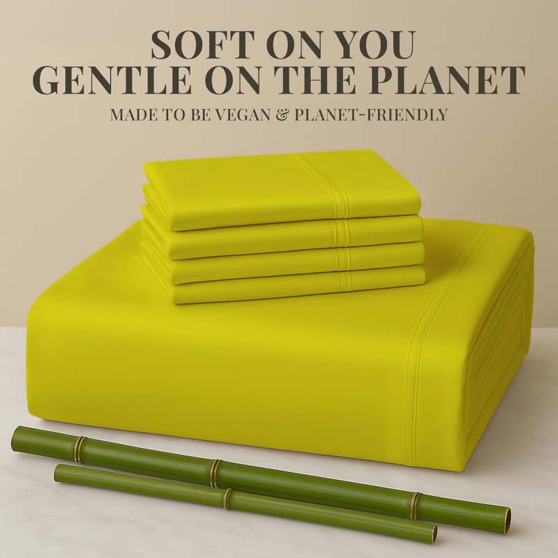 Premium Rayon From Bamboo Blend Sheet Set With Deep Pockets, Cooling and Breathable, King Sheet Set with 4 Pillowcases