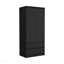 Armoire 2 tiroirs, porte double, tringle à suspendre - noir-1508913981