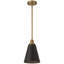 Luminaire suspendu 1 lumière Dahlia - finition laiton brossé antique - abat-jour noir-1179268294