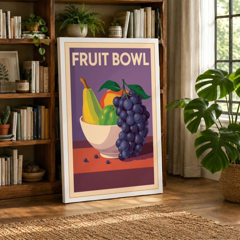 Fruit Bowl Art Deco - Wrapped Canvas, 24x16 - 61.0 x 40.6 cm, Cream Border