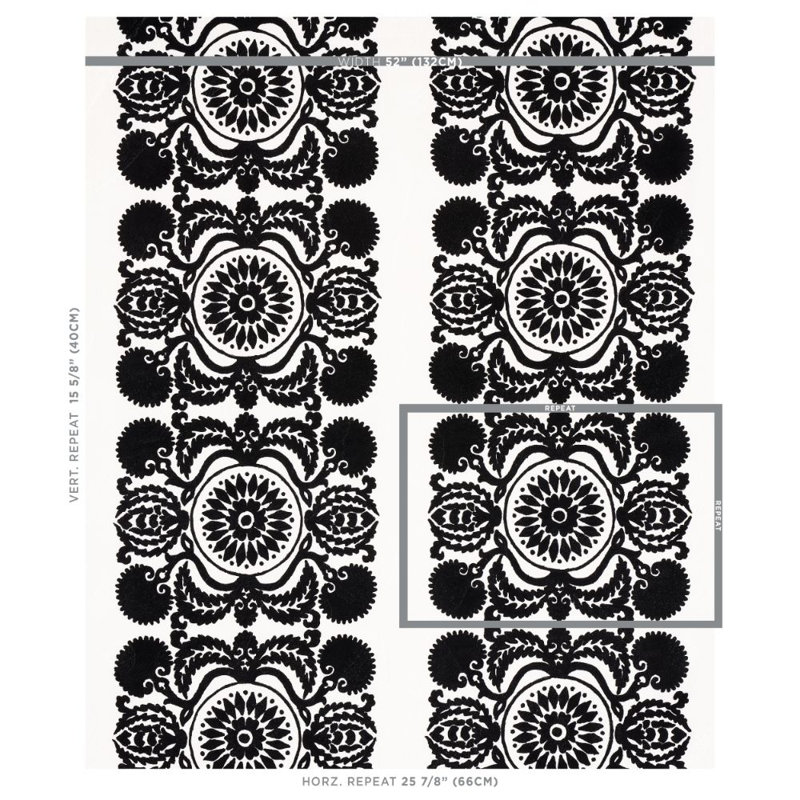 Castanet Embroidery Fabric, Black