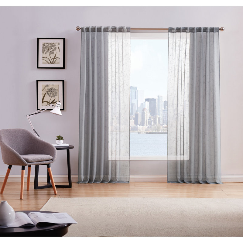 Jaymir Sheer 50x84 White Window Panel Pair - Versatile Solid Color Drapes, Gray