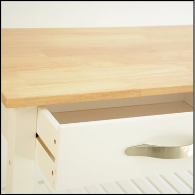 Natural Kitchen Island & Cart with 2 Lockable Wheels for Easy Mobility and Storage