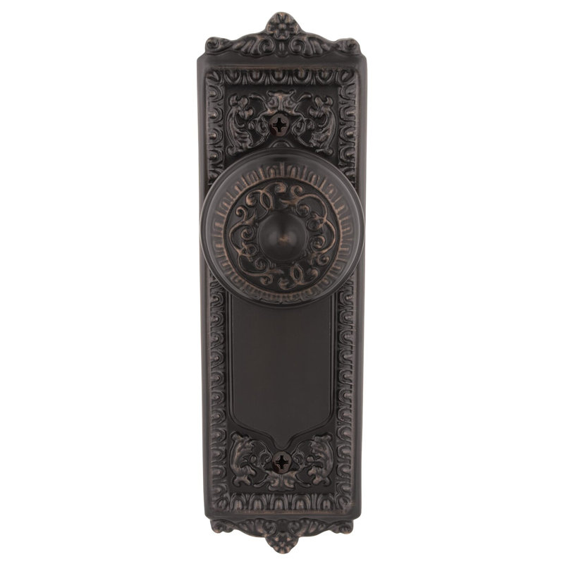 Egg & Dart Plate with Egg & Dart Door Knob, Timeless Bronze, 2.375"