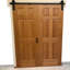 Ensemble de quincaillerie de porte de grange coulissante standard à une voie et à deux volets (porte non incluse)-52772716
