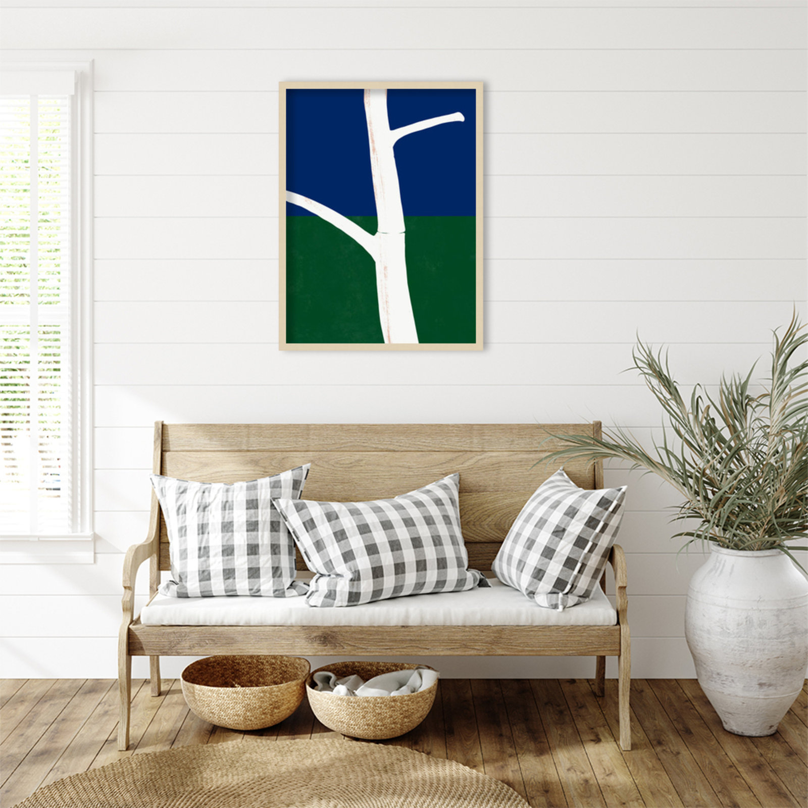 White Bark Print by Little Dean, White Framed, 33" H x 25" W
