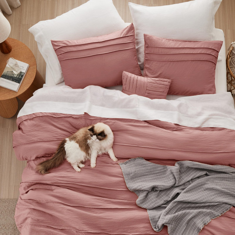 Ensemble d'édredon plissé en microfibre pré-lavé Best vendeur - 89GSM, Édredon très grand et 3 pièces supplémentaires