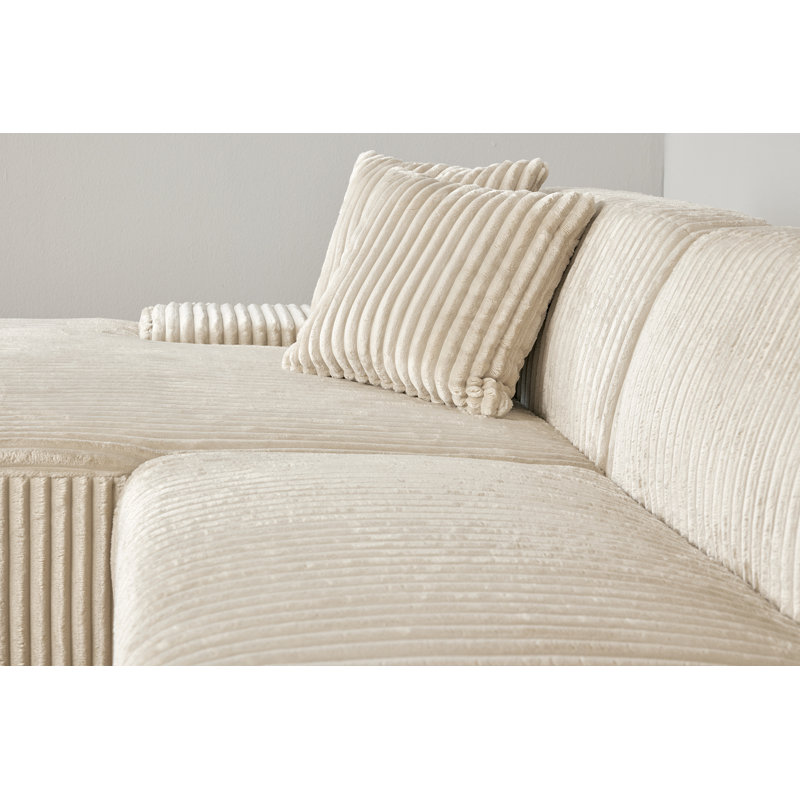 Charee 4 Seater Corner Sofa , Left Hand Facing, Beige Corduroy