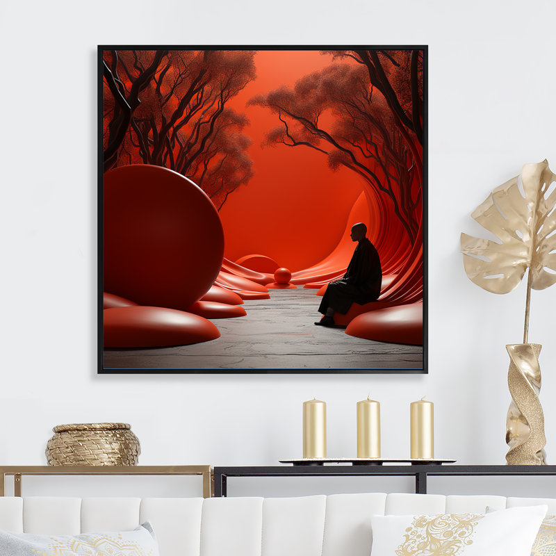 Décoration murale méditation zen, Cadre flottant noir, H 30 po x l 30 po