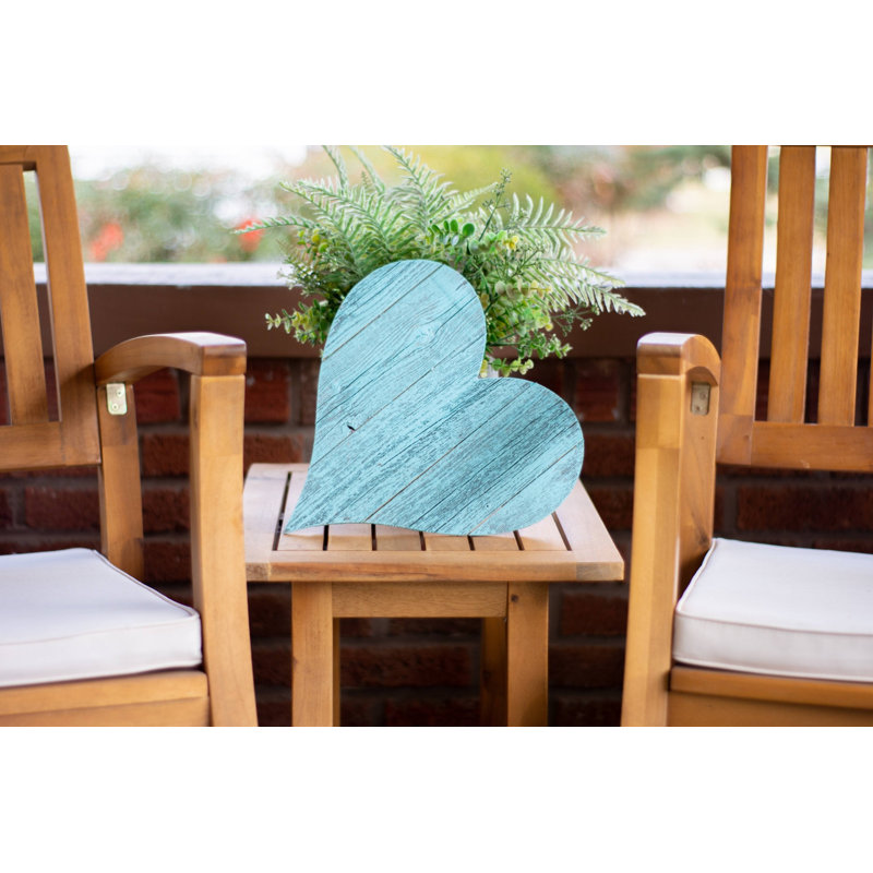 Cœur en bois 12 po turquoise, Turquoise