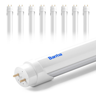 Barrina T8 Led Bulbs 4 Foot, Fluorescent Light Bulbs Replacement, 24w, 3200lm, 6000k Bright Light Ballast Bypass, Dual-end Powered, T8 T10 T12 Led Fluorescent Tube Replacement, Frosted Cover, 8 Packs