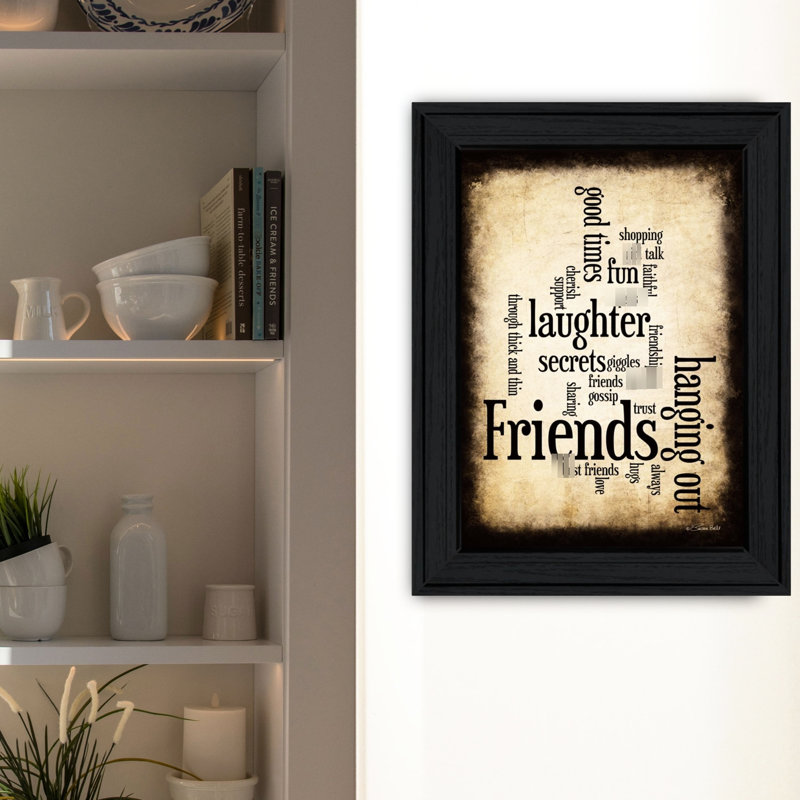«Friends» By, photo encadrée, 21 po x 15 po, 3 livres, documents multicolores, cadre artistique noir, prêt à accrocher, papier,