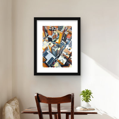 High High View of New York Buildings - reproduction encadrée orange