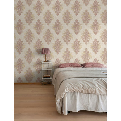 Papier peint damassé patiné fumé et raisin métallique Seabrook Designs