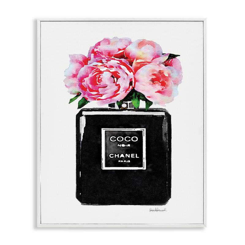 «Perfume Bottle Flower Peony», impression, Giclée encadrée blanc bord de mer, H 14 po x l 11 po