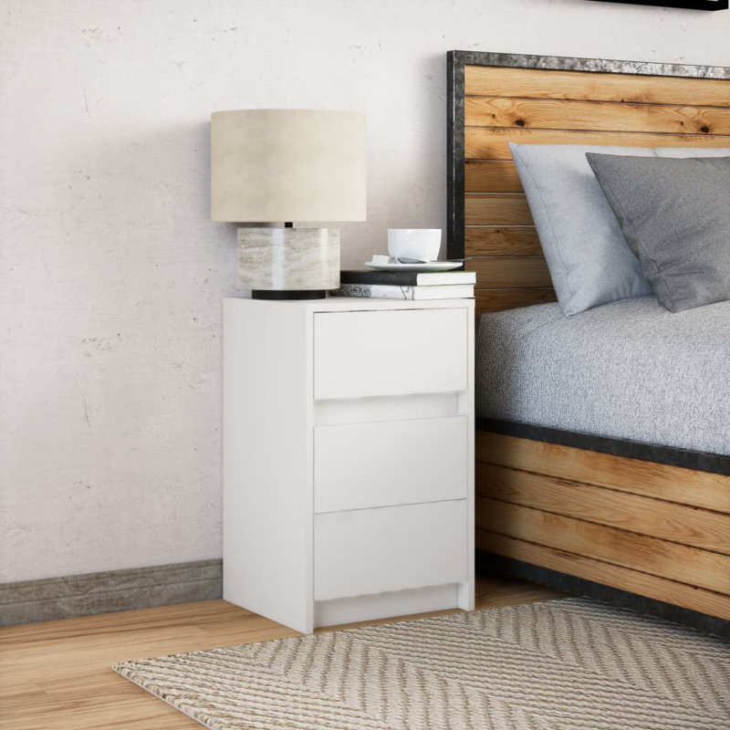 Dawens 38cm W Manufactured Wood Bedside Table, White