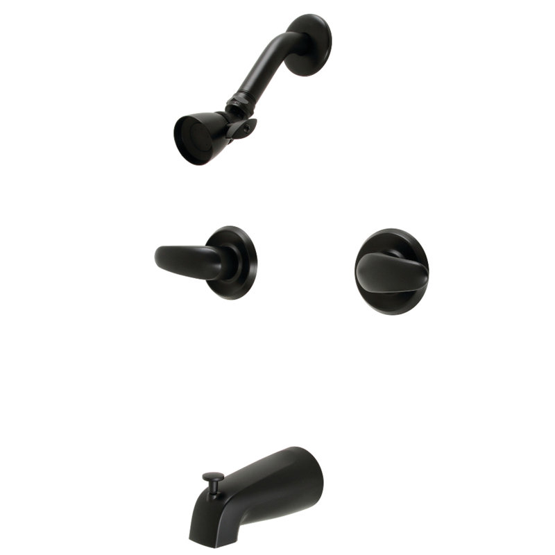 Kingston Brass Legacy Double-Handle Tub and Shower Faucet, Matte Black