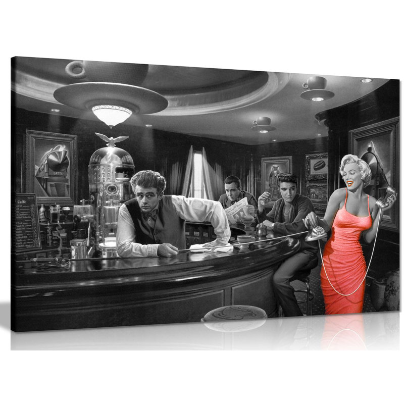 Marilyn Monroe Elvis Presley James Dean Red Dress - Wrapped Canvas Print, 51cm H x 76cm W