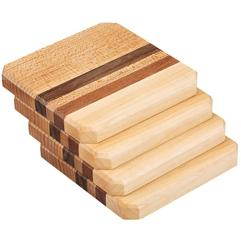 Maple, Walnut, Mahogany Wood Coasters End Grain with Base
