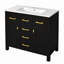 Ensemble de meuble-lavabo 36 po avec lavabo en céramique, armoire de salle de bain simple autoportante avec 4 tiroirs et 2 armoires, meuble de rangement pour la salle de bain, ensemble de meuble-lavabo avec cadre en bois massif-120329925