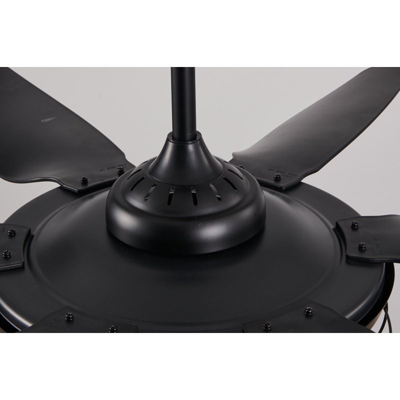 52-Inch Modern Black Ceiling Fan With Light And Remote Control (Bulb Not Included)