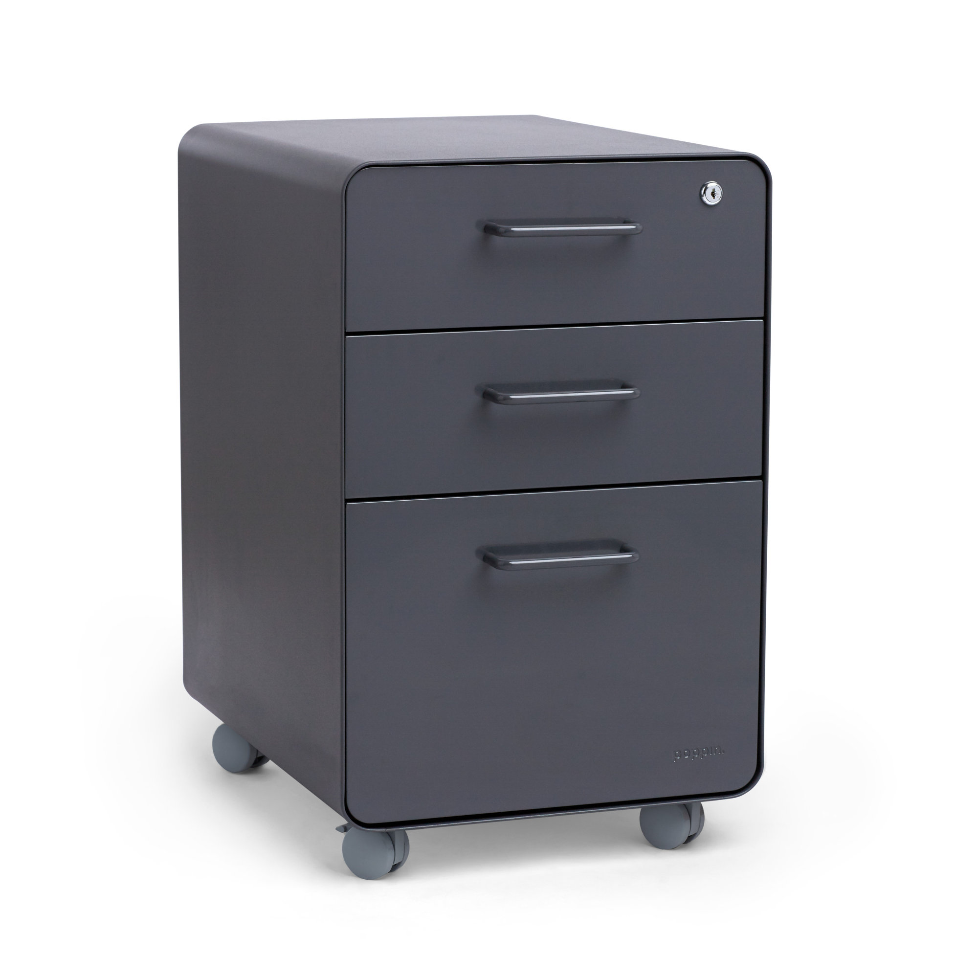 Stow 3 - Drawer Vertical File Cabinet, Charcoal, With Caster