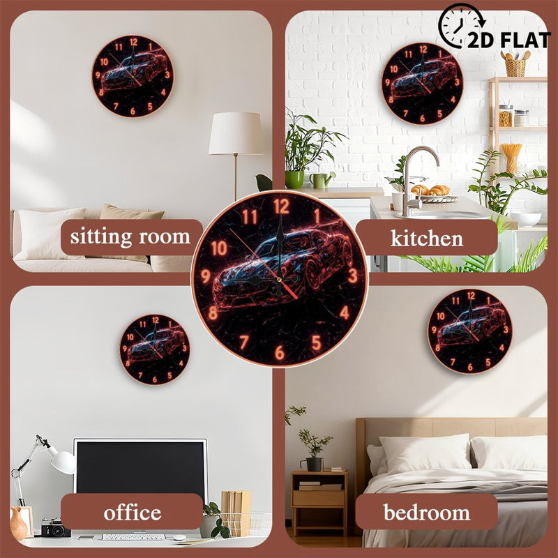 Horloge de voiture de course à effet néon