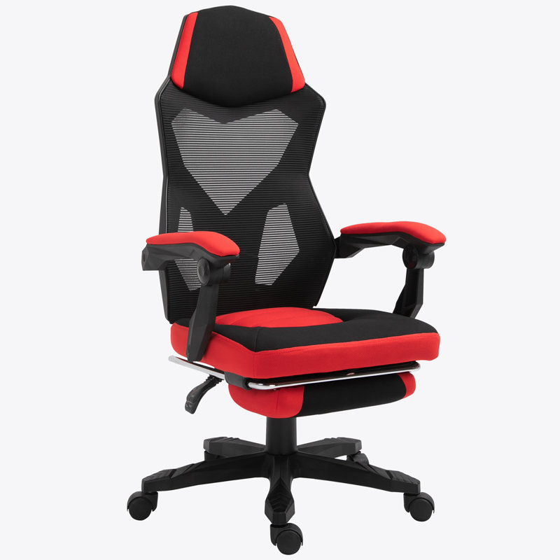 Red and Black High Back Mesh Executive Swivel Chair with Fixed Arms