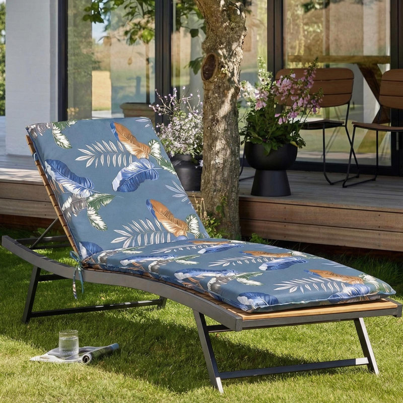 All-Weather Patio Chaise Lounge Cushion With 28D High-Density Foam, Waterproof Fabric, And Washable Cover For Pool And Garden Recliners
